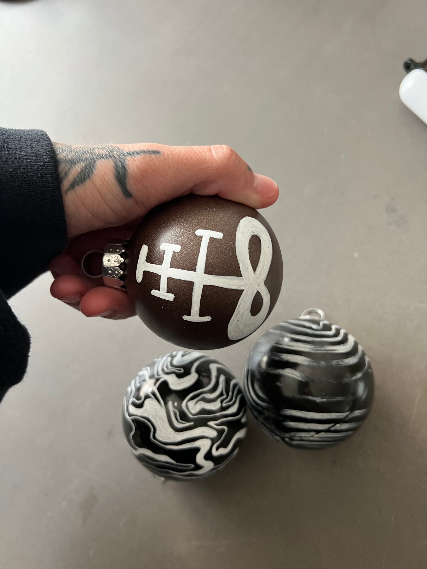 Set of spooky Handpainted Christmas ornaments !