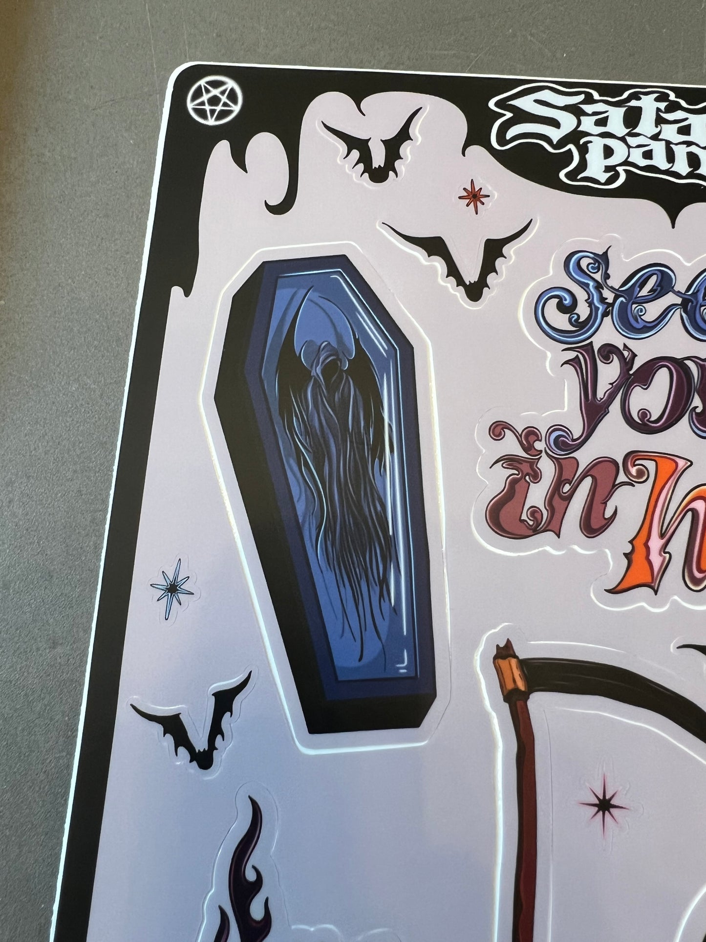 Satanic Panic sticker sheet made by me!