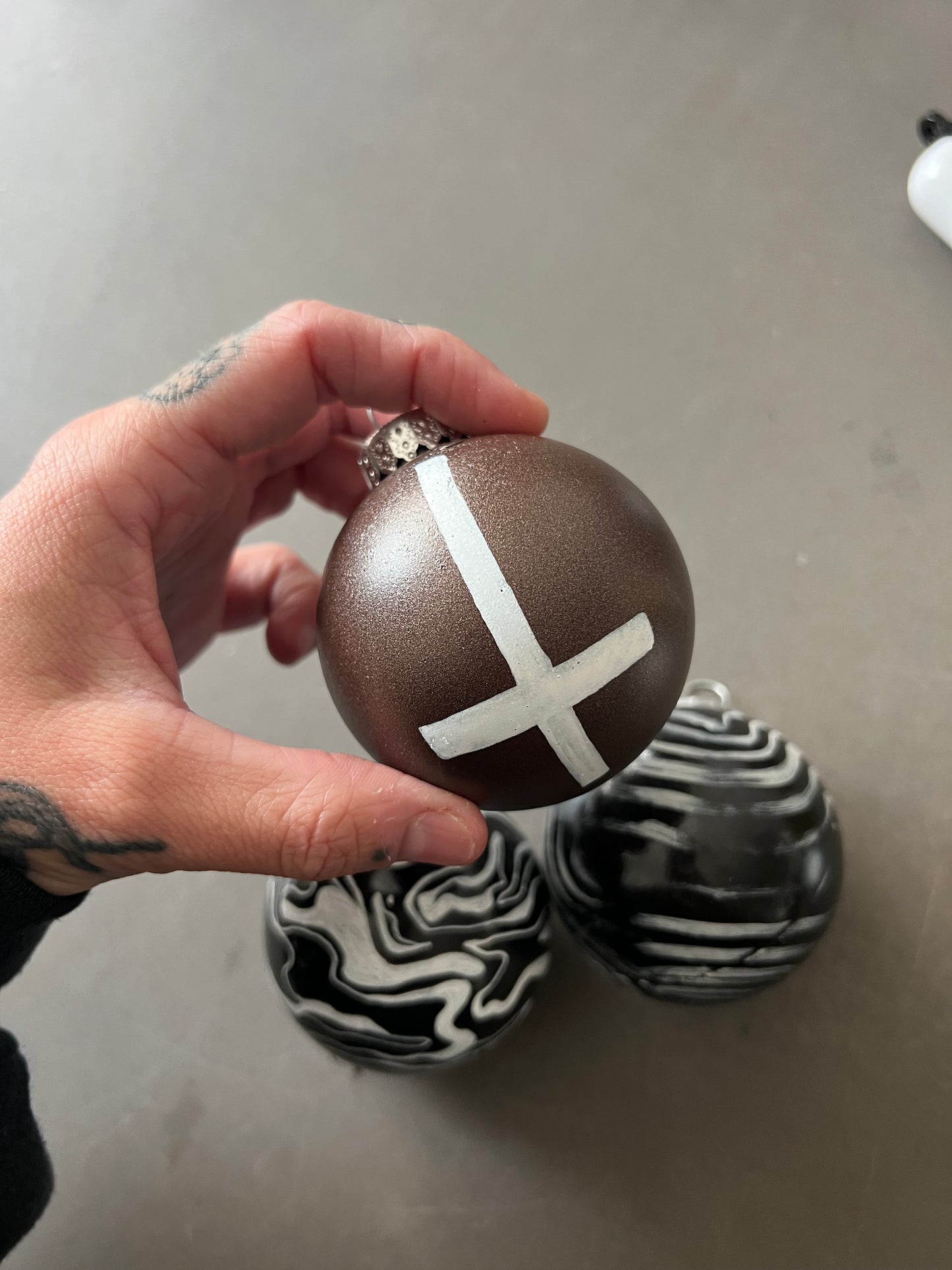 Set of spooky Handpainted Christmas ornaments !
