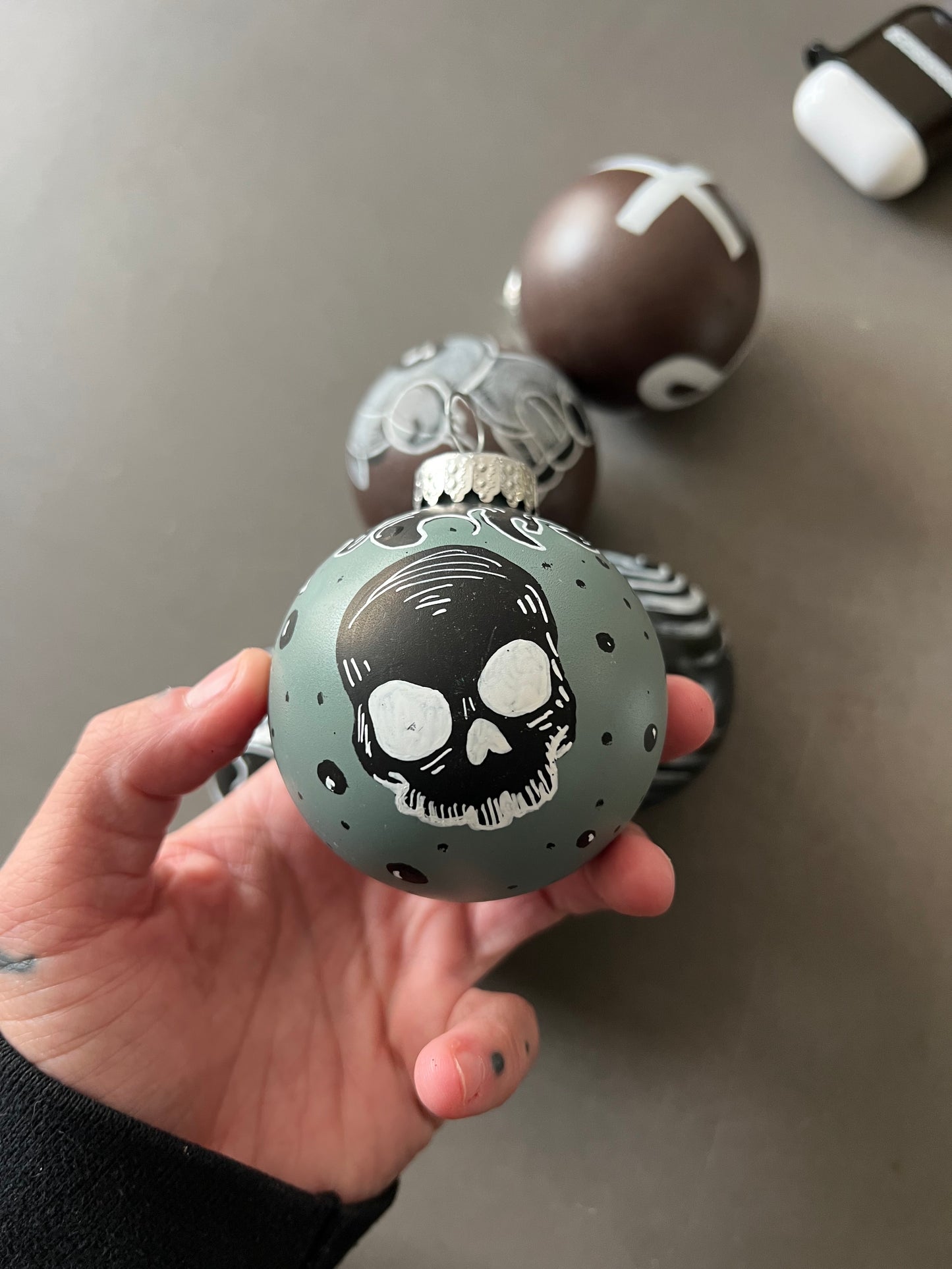 Set of spooky Handpainted Christmas ornaments !