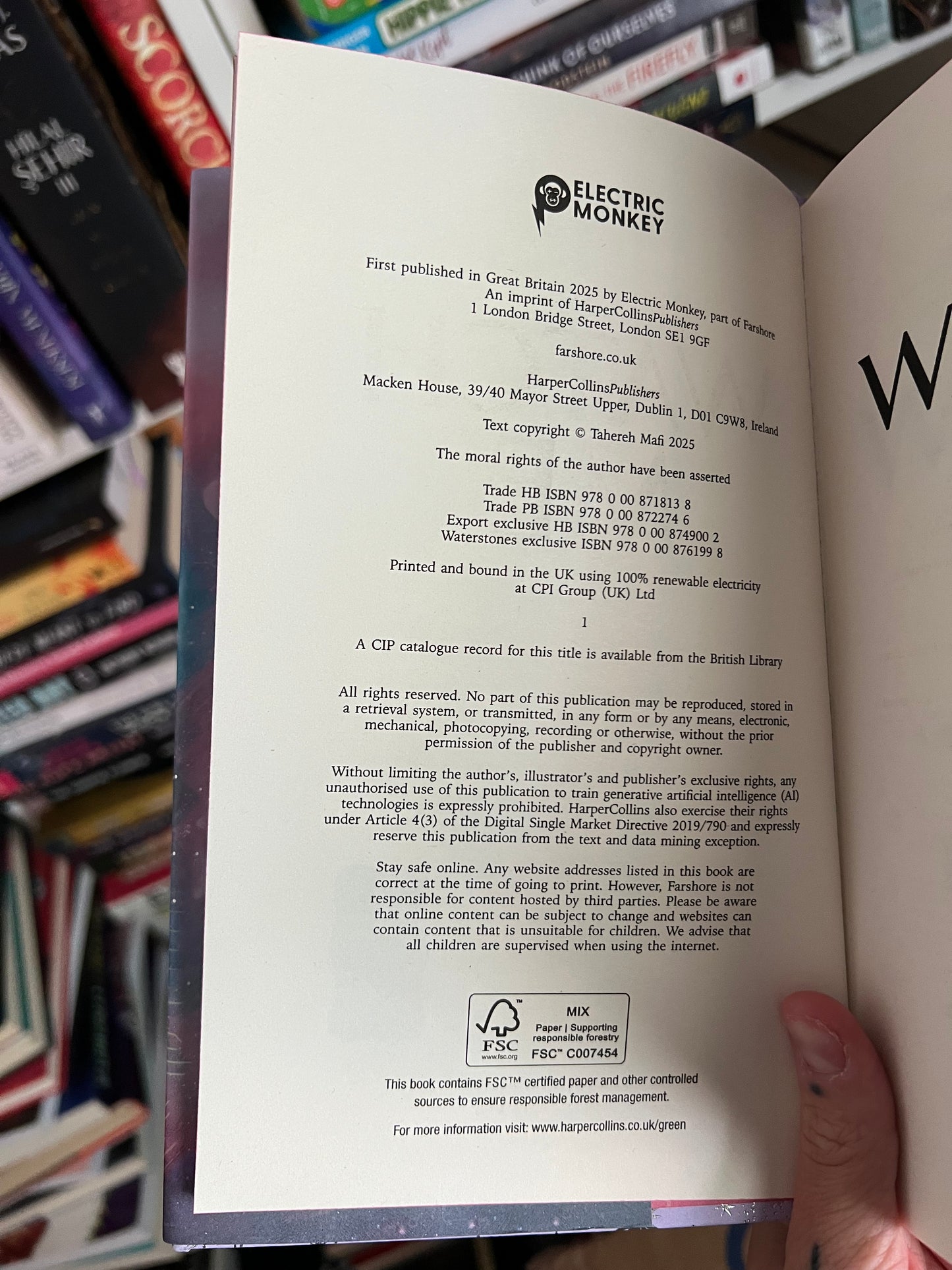 Watch Me special edition uk Tahereh Mafi hardcover sprayed edges