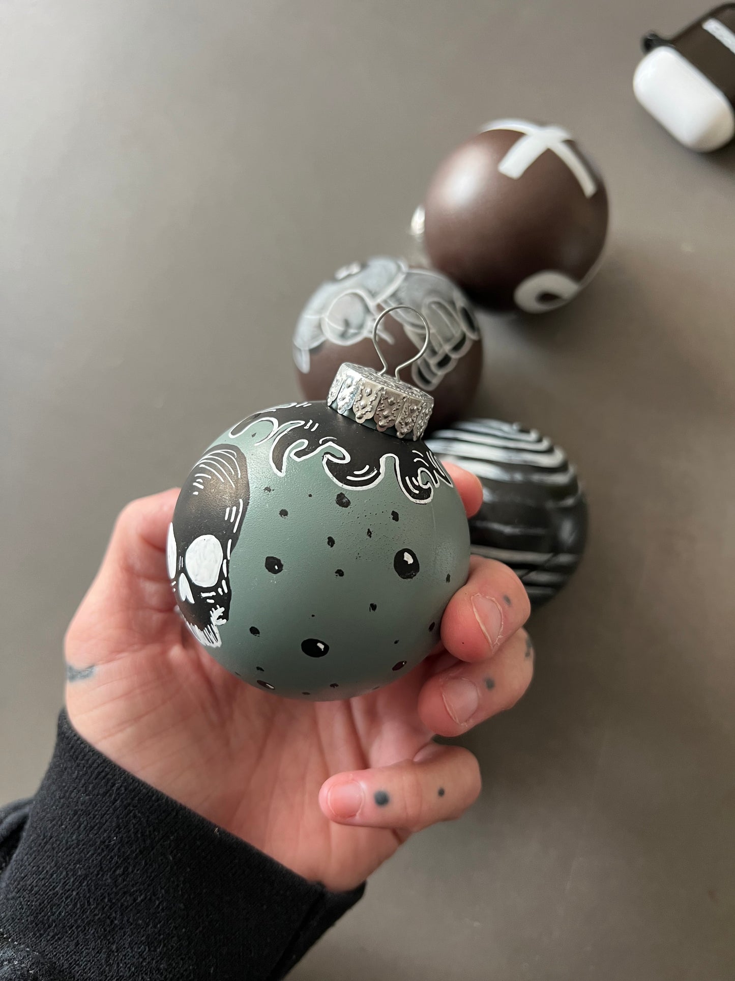 Set of spooky Handpainted Christmas ornaments !