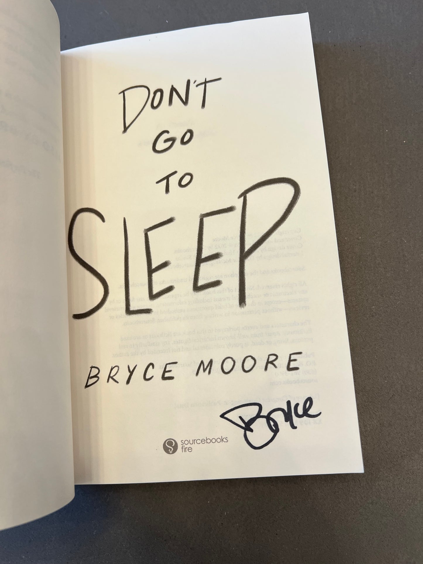 Don’t go to sleep by Bryce Moore signed