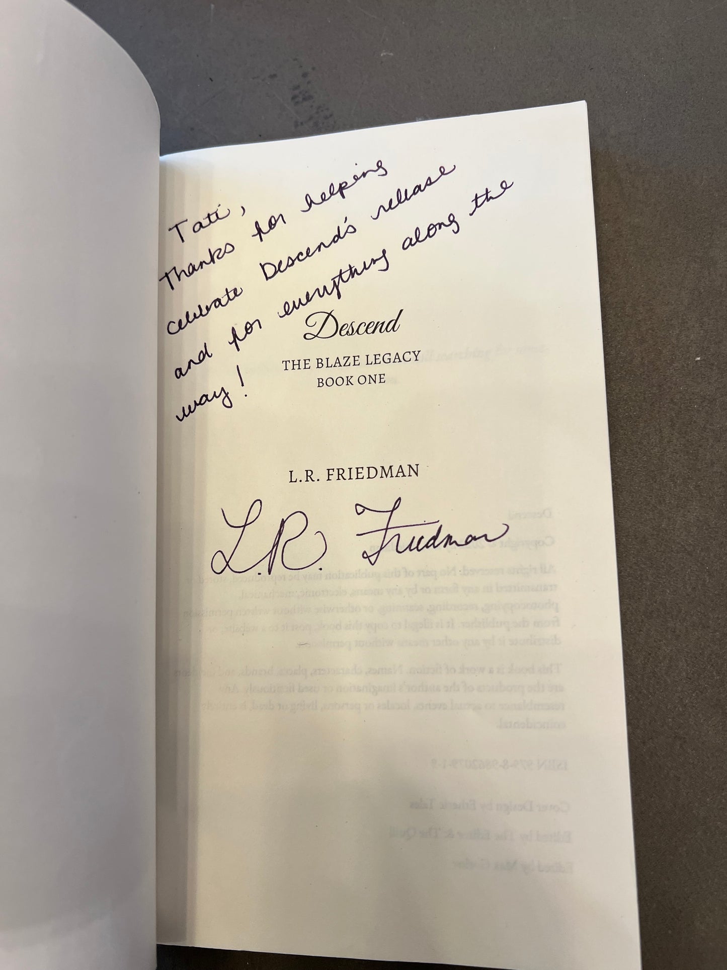 Descend by L.R. Friedman signed